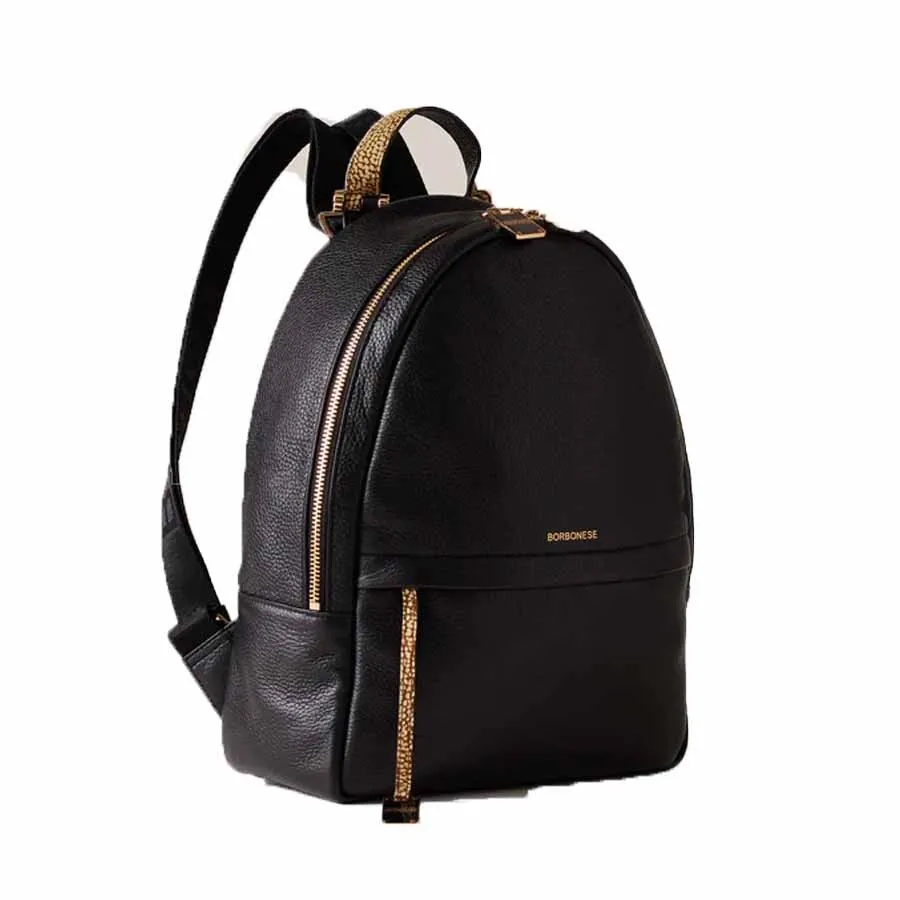 Borbonese zaino donna Bolt medium pelle nero