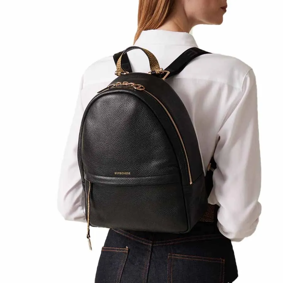Borbonese zaino donna Bolt medium pelle nero