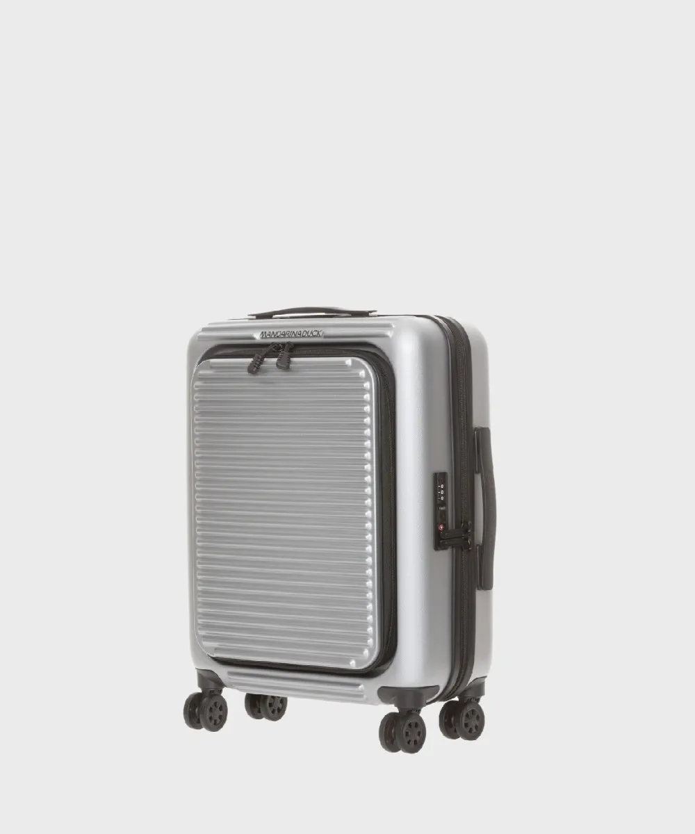 Mandarina Duck Tank case trolley cabina con tasca frontale, rigido, 55cm, 4 ruote, grigio